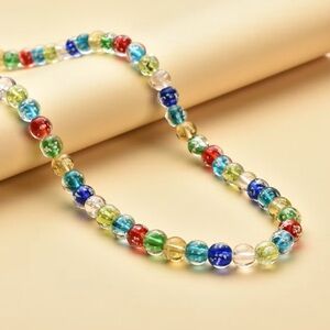 Multicolor Murano style necklace in silvertone